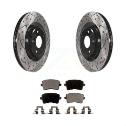 Rear Coated Drilled Slotted Disc Brake Rotors And Semi-Metallic Pads Kit For Audi Q5 A5 SQ5 Quattro S5 A4 KDF-100517