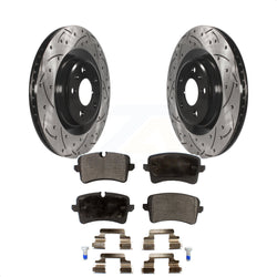 Rear Coated Drilled Slotted Disc Brake Rotors And Semi-Metallic Pads Kit For Audi A6 Quattro A7 Porsche Macan A8 KDF-100518