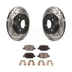 Rear Coated Drilled Slotted Disc Brake Rotors And Semi-Metallic Pads Kit For Fiat 500 KDF-100521