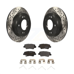 Rear Coated Drilled Slotted Disc Brake Rotors And Semi-Metallic Pads Kit For Hyundai Elantra Kia Soul Venue KDF-100524