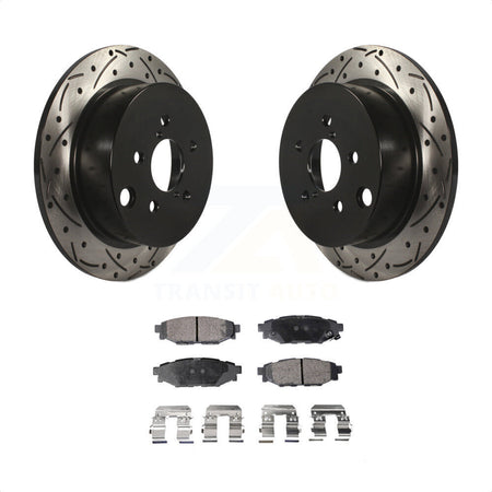 Rear Coated Drilled Slotted Disc Brake Rotors And Semi-Metallic Pads Kit For Subaru Forester Impreza Crosstrek XV KDF-100526 by Transit Auto