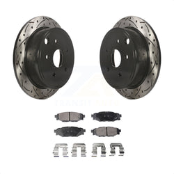 Rear Coated Drilled Slotted Disc Brake Rotors And Semi-Metallic Pads Kit For Subaru WRX KDF-100542