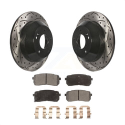 Rear Coated Drilled Slotted Disc Brake Rotors And Semi-Metallic Pads Kit For 2015-2019 Kia Sedona KDF-100555