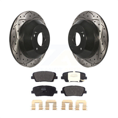 Rear Coated Drilled Slotted Disc Brake Rotors And Semi-Metallic Pads Kit For Kia Sorento Hyundai Santa Fe Sport XL KDF-100556 by Transit Auto