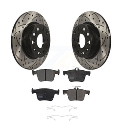 Rear Coated Drilled Slotted Disc Brake Rotors And Semi-Metallic Pads Kit For Audi A3 Quattro Volkswagen e-Golf Sportback e-tron KDF-100557