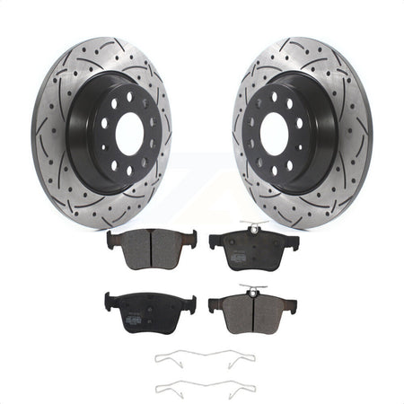 Rear Coated Drilled Slotted Disc Brake Rotors And Semi-Metallic Pads Kit For Volkswagen Tiguan Jetta Audi TT Quattro KDF-100564 by Transit Auto