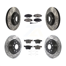 Front Rear Coated Drilled Slotted Disc Brake Rotors And Semi-Metallic Pads Kit For Audi TT Quattro KDF-100577