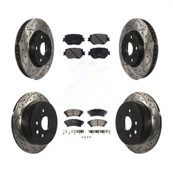 Front Rear Coated Drilled Slotted Disc Brake Rotors And Semi-Metallic Pads Kit For Lexus IS250 KDF-100582