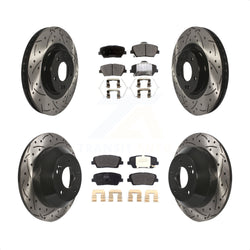 Front Rear Coated Drilled Slotted Disc Brake Rotors And Semi-Metallic Pads Kit For Kia Sorento Hyundai Santa Fe Sport KDF-100585