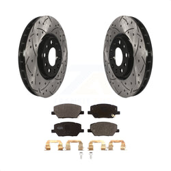 Front Coated Drilled Slotted Disc Brake Rotors And Semi-Metallic Pads Kit For Jeep Renegade Compass Fiat 500X KDF-100593