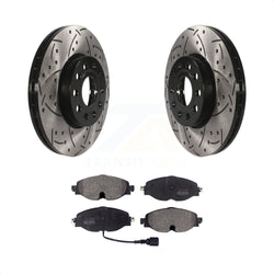 Front Coated Drilled Slotted Disc Brake Rotors And Semi-Metallic Pads Kit For Volkswagen Jetta Audi Golf A3 SportWagen Quattro e-Golf Taos KDF-100598