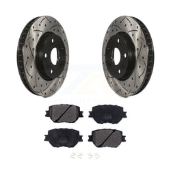 Front Coated Drilled Slotted Disc Brake Rotors And Semi-Metallic Pads Kit For Lexus IS250 KDF-100599