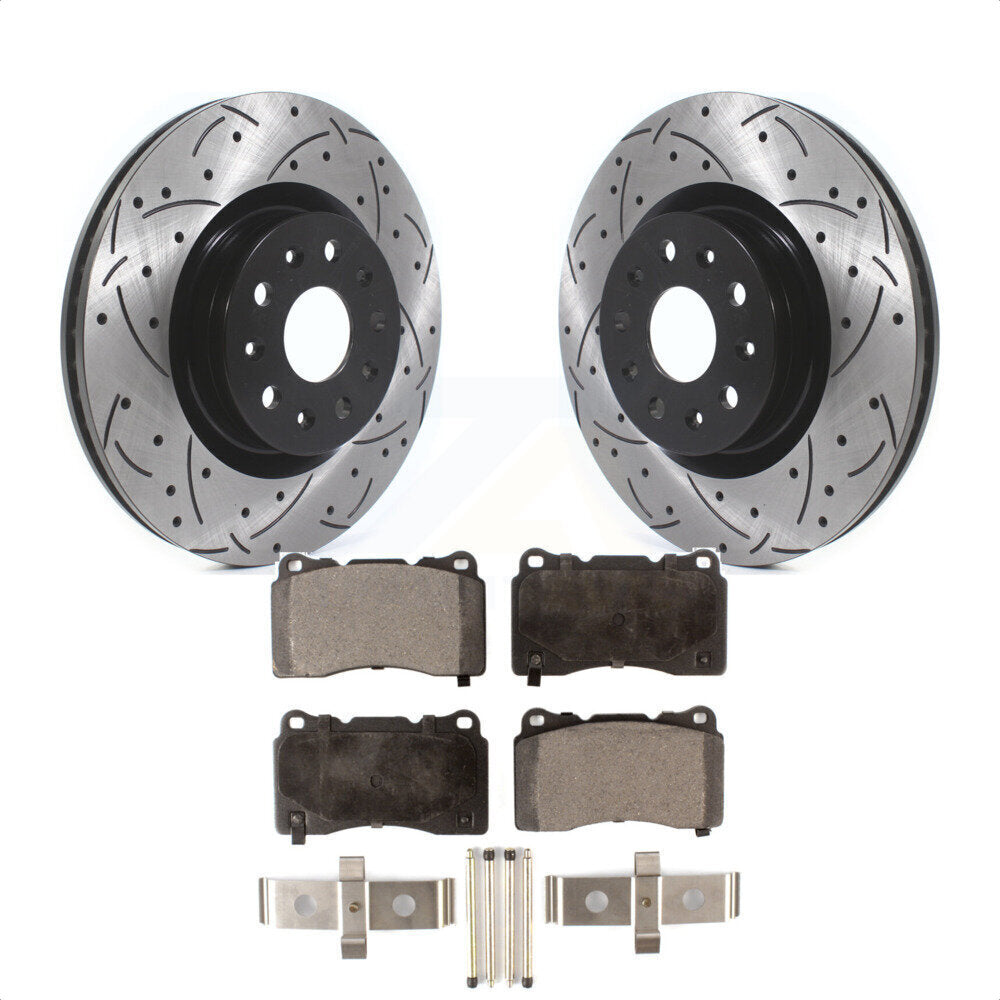 Front Coated Drilled Slotted Disc Brake Rotors And Semi-Metallic Pads Kit For Cadillac CTS CT6 Chevrolet Camaro KDF-100608 by Transit Auto