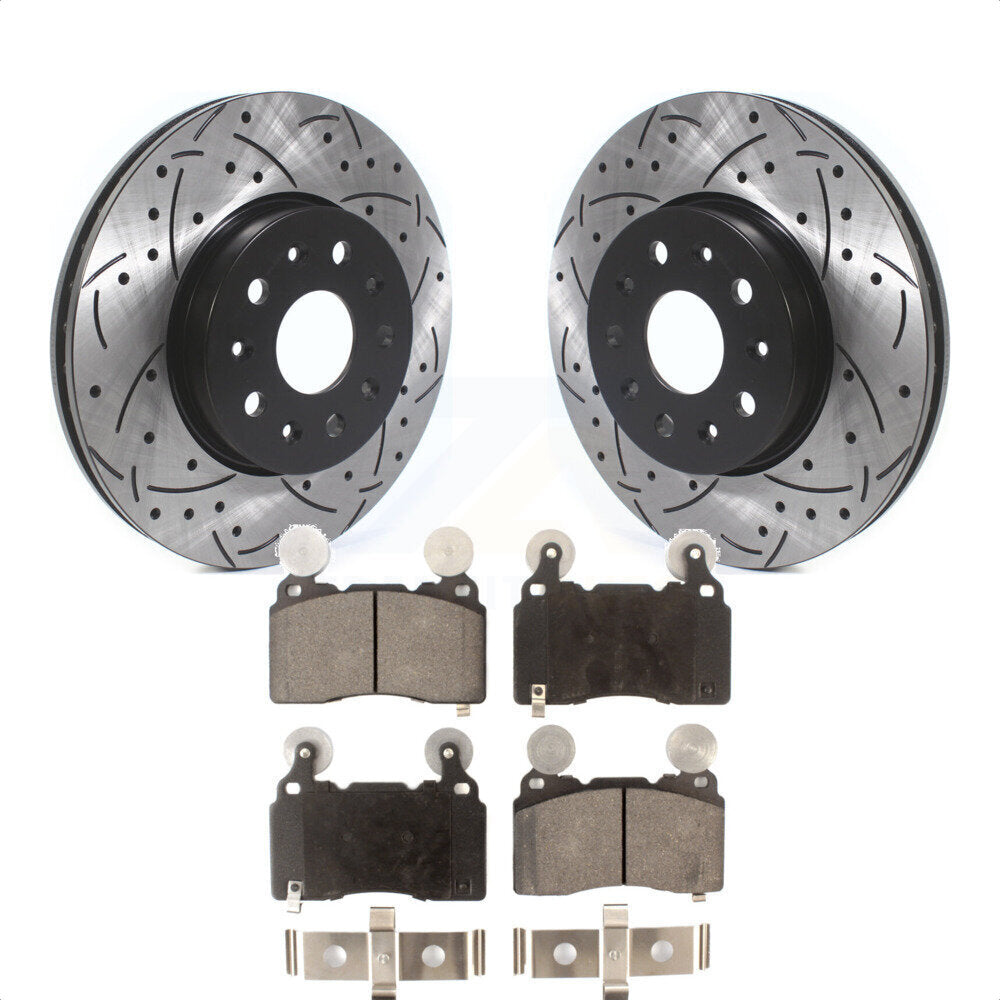 Front Coated Drilled Slotted Disc Brake Rotors And Semi-Metallic Pads Kit For Cadillac CTS Chevrolet Camaro KDF-100615 by Transit Auto