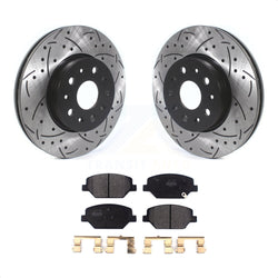 Front Coated Drilled Slotted Disc Brake Rotors And Semi-Metallic Pads Kit For Chevrolet Camaro Without Brembo Calipers KDF-100616