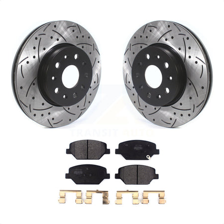 Front Coated Drilled Slotted Disc Brake Rotors And Semi-Metallic Pads Kit For Chevrolet Camaro Without Brembo Calipers KDF-100616 by Transit Auto