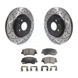 Front Coated Drilled Slotted Disc Brake Rotors And Semi-Metallic Pads Kit For Kia Rio KDF-100623
