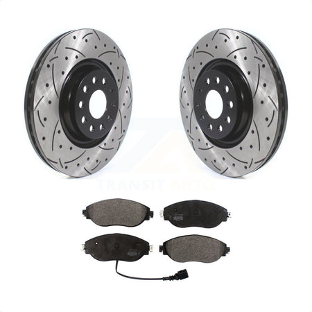 Front Coated Drilled Slotted Disc Brake Rotors And Semi-Metallic Pads Kit For Volkswagen Tiguan Jetta GTI Audi Golf R S3 Q3 Arteon KDF-100626 by Transit Auto