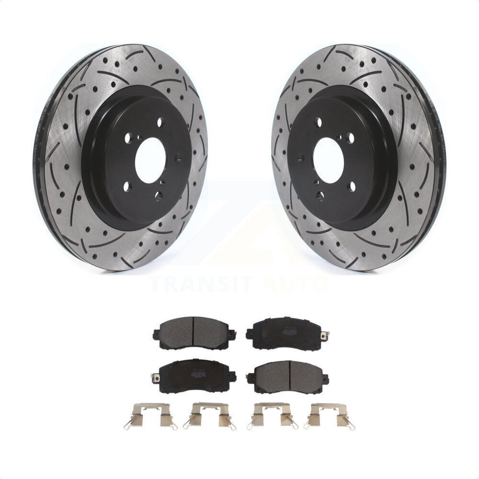 Front Coated Drilled Slotted Disc Brake Rotors And Semi-Metallic Pads Kit For Subaru Crosstrek Impreza KDF-100639 by Transit Auto