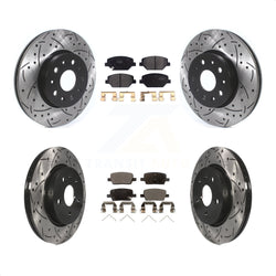 Front Rear Coated Drilled Slotted Disc Brake Rotors And Semi-Metallic Pads Kit For Chevrolet Camaro Without Brembo Calipers KDF-100652