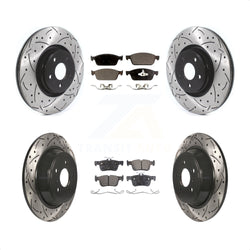 Front Rear Coated Drilled Slotted Disc Brake Rotors And Semi-Metallic Pads Kit For Lincoln MKC KDF-100655