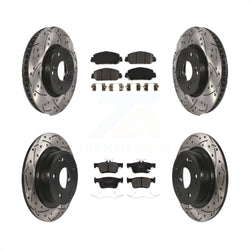 Front Rear Coated Drilled Slotted Disc Brake Rotors And Semi-Metallic Pads Kit For Honda Accord KDF-100664