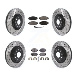 Front Rear Coated Drilled Slotted Disc Brake Rotors And Semi-Metallic Pads Kit For Volkswagen GTI KDF-100667