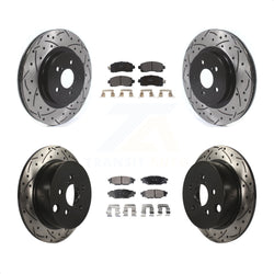 Front Rear Coated Drilled Slotted Disc Brake Rotors And Semi-Metallic Pads Kit For Subaru Crosstrek Impreza KDF-100687