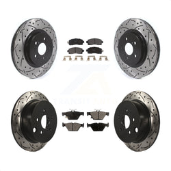 Front Rear Coated Drilled Slotted Disc Brake Rotors And Semi-Metallic Pads Kit For Subaru Crosstrek KDF-100688