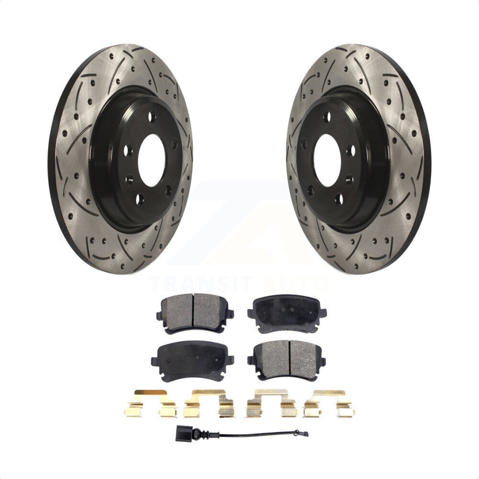 Rear Coated Drilled Slotted Disc Brake Rotors And Semi-Metallic Pads Kit For Audi Q5 A4 allroad KDF-100700 by Transit Auto