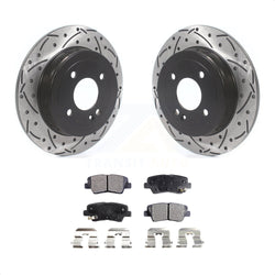 Rear Coated Drilled Slotted Disc Brake Rotors And Semi-Metallic Pads Kit For Hyundai Accent Kia Rio KDF-100703