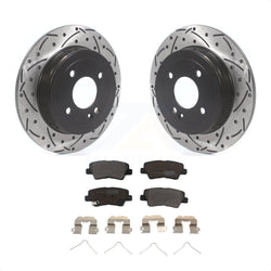 Rear Coated Drilled Slotted Disc Brake Rotors And Semi-Metallic Pads Kit For Hyundai Accent Kia Rio KDF-100704