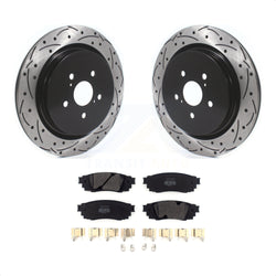 Rear Coated Drilled Slotted Disc Brake Rotors And Semi-Metallic Pads Kit For Lexus RX350 RX450h RX350L RX450hL KDF-100706