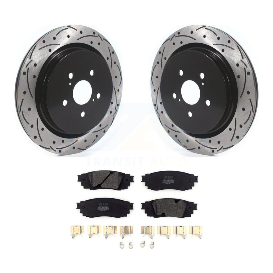 Rear Coated Drilled Slotted Disc Brake Rotors And Semi-Metallic Pads Kit For Lexus RX350 RX450h RX350L RX450hL KDF-100706 by Transit Auto