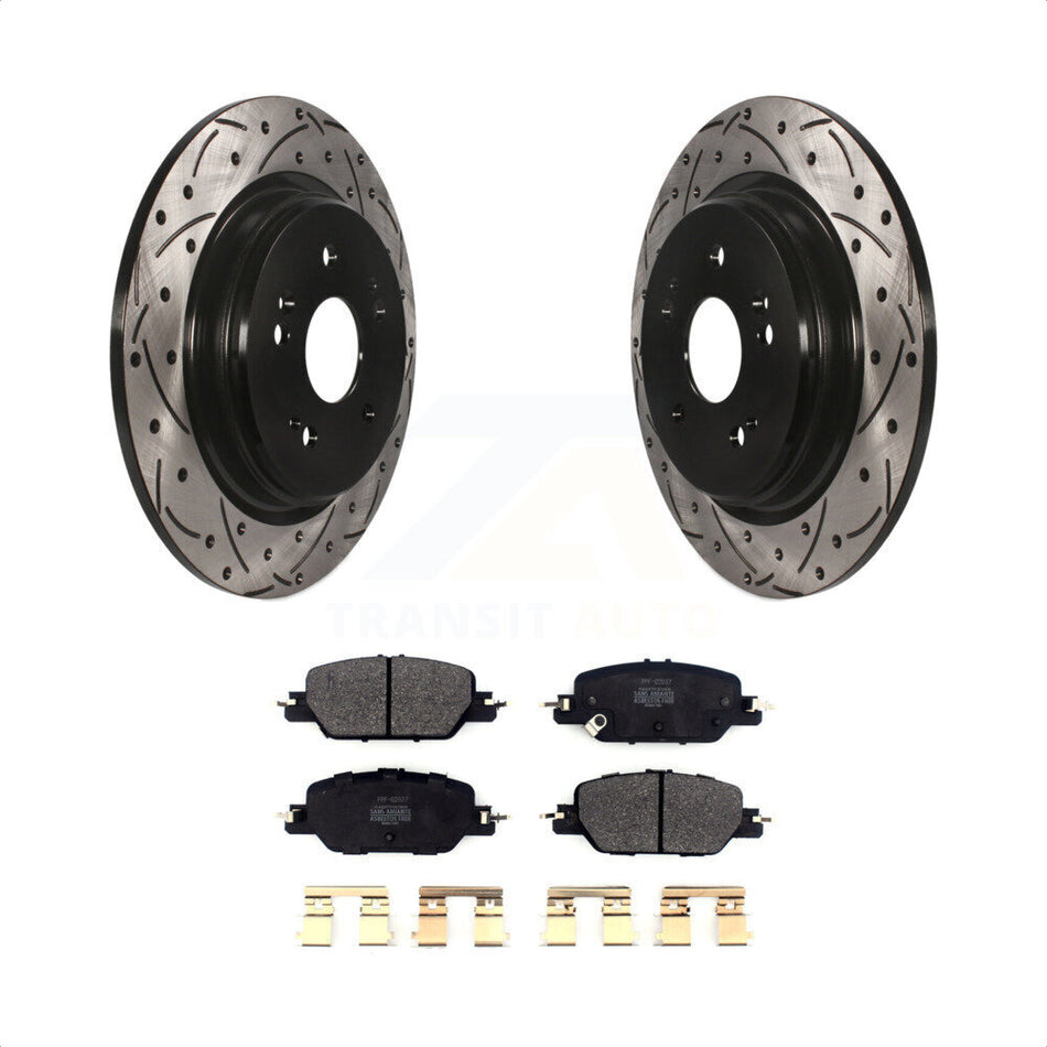 Rear Coated Drilled Slotted Disc Brake Rotors And Semi-Metallic Pads Kit For 2017-2022 Honda CR-V KDF-100707 by Transit Auto