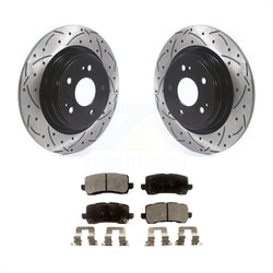 Rear Coated Drilled Slotted Disc Brake Rotors And Semi-Metallic Pads Kit For 2017-2020 Acura MDX KDF-100708
