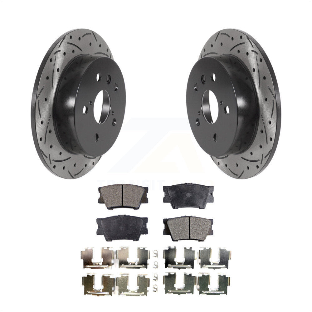 Rear Coated Drilled Slotted Disc Brake Rotors And Semi-Metallic Pads Kit For Toyota Camry KDF-100711 by Transit Auto