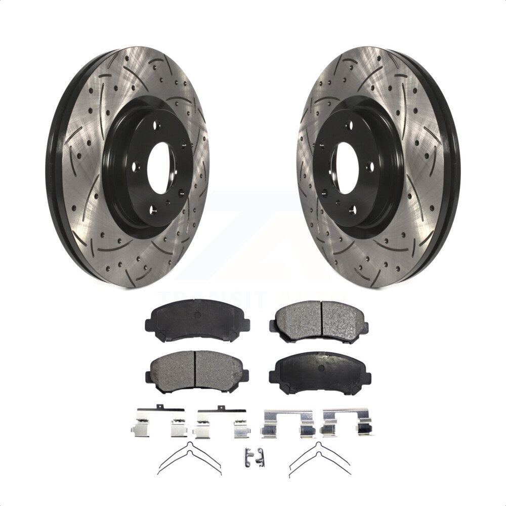 Front Coated Drilled Slotted Disc Brake Rotors And Semi-Metallic Pads Kit For Nissan Maxima KDF-100718 by Transit Auto