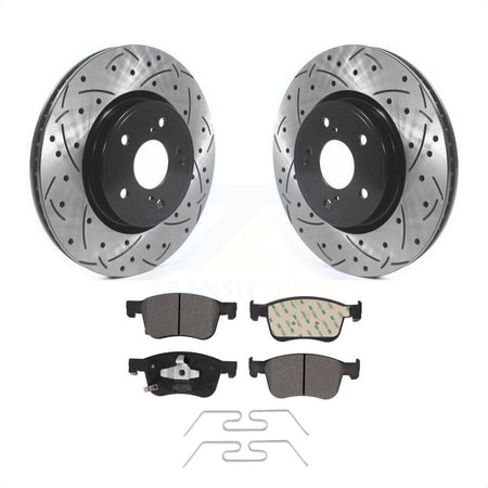 Front Coated Drilled Slotted Disc Brake Rotors And Semi-Metallic Pads Kit For Honda Accord Acura Civic Integra KDF-100721 by Transit Auto