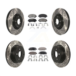 Front Rear Coated Drilled Slotted Disc Brake Rotors And Semi-Metallic Pads Kit For Nissan Maxima KDF-100723
