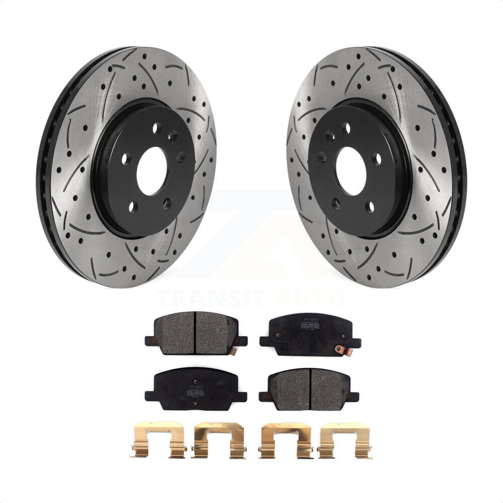 Front Coated Drilled Slotted Disc Brake Rotors And Semi-Metallic Pads Kit For Chevrolet Trax Buick Encore KDF-100736 by Transit Auto