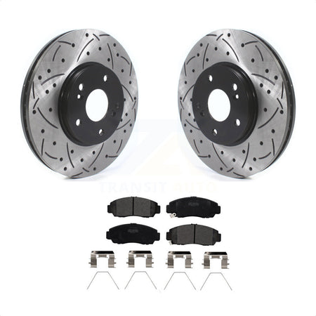 Front Coated Drilled Slotted Disc Brake Rotors And Semi-Metallic Pads Kit For Honda Accord Acura TSX KDF-100743 by Transit Auto