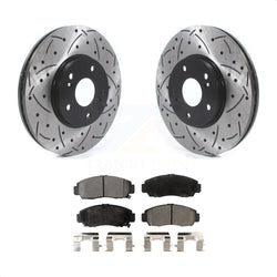 Front Coated Drilled Slotted Disc Brake Rotors And Semi-Metallic Pads Kit For Honda Accord Acura TL TSX CL KDF-100744
