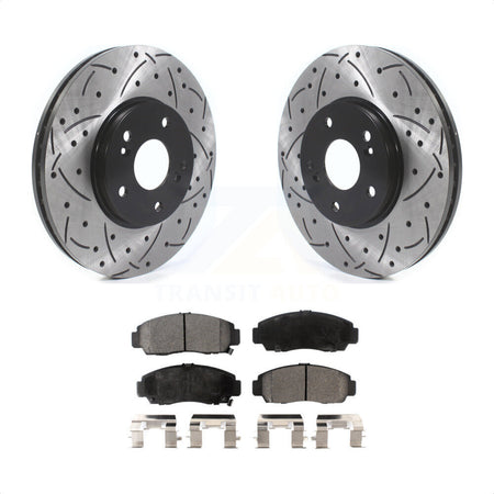 Front Coated Drilled Slotted Disc Brake Rotors And Semi-Metallic Pads Kit For Honda Accord Acura TL TSX CL KDF-100744 by Transit Auto