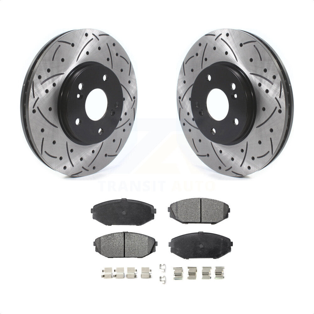 Front Coated Drilled Slotted Disc Brake Rotors And Semi-Metallic Pads Kit For Honda Odyssey Acura MDX KDF-100745 by Transit Auto