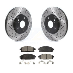 Front Coated Drilled Slotted Disc Brake Rotors And Semi-Metallic Pads Kit For 2003-2006 Acura MDX KDF-100746