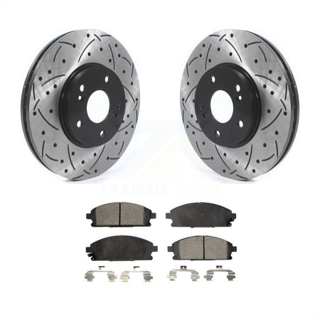 Front Coated Drilled Slotted Disc Brake Rotors And Semi-Metallic Pads Kit For 2003-2006 Acura MDX KDF-100746 by Transit Auto