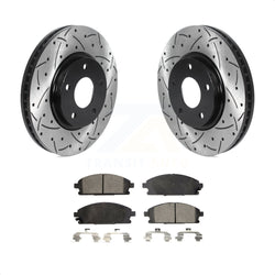 Front Coated Drilled Slotted Disc Brake Rotors And Semi-Metallic Pads Kit For 2004-2009 Nissan Quest KDF-100752