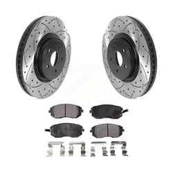 Front Coated Drilled Slotted Disc Brake Rotors And Semi-Metallic Pads Kit For Subaru Legacy KDF-100755