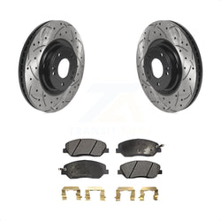 Front Coated Drilled Slotted Disc Brake Rotors And Semi-Metallic Pads Kit For 2012 Hyundai Genesis 3.8L KDF-100760